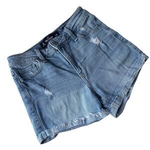 HOLLISTER Midrise Midi Jeans Womens Shorts Sz 0 Rolled Cuff Vtg Stretch Festival